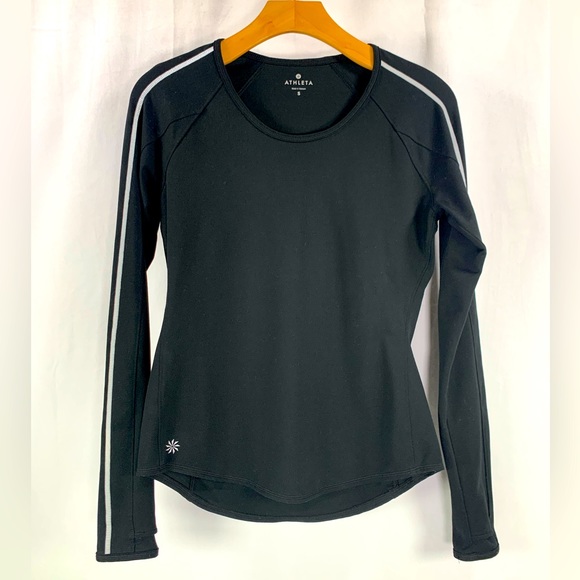 Athleta Long Sleeve‎ Reflective Tapped Black Running Shirt Size S - Picture 1 of 8